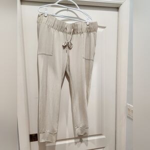 Cozy Drawstring Jogger Pants in Light Beige